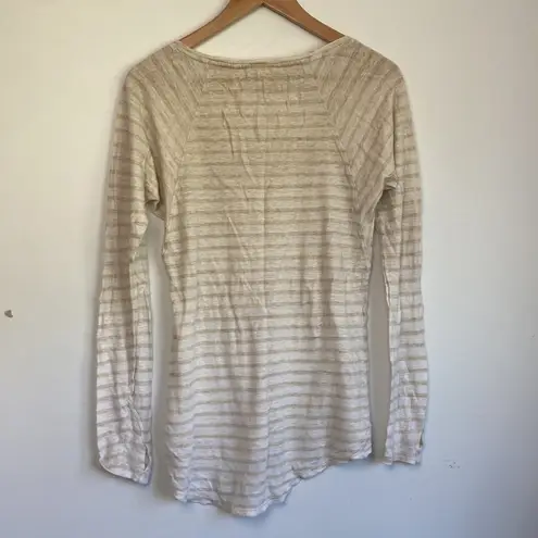 Athleta | Linen Striped Long Sleeve sz Small