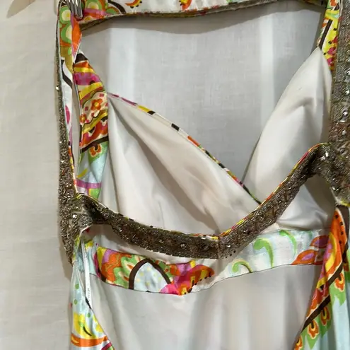 Jodi Kristopher Paisley Beaded Maxi Dress | Size 7 | Boho Glam Evening Gown