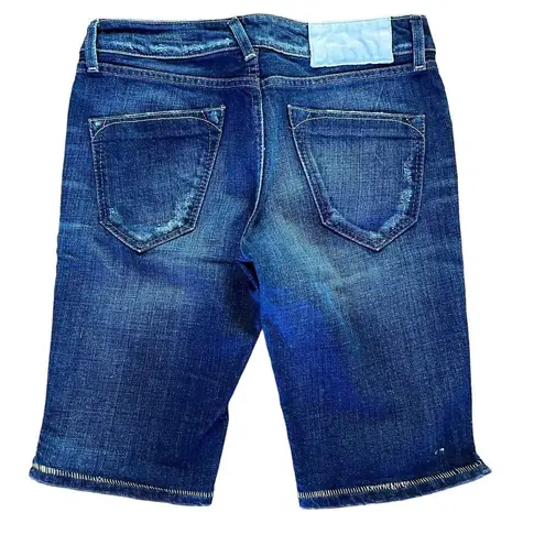 Bermuda Loomstate Organic Cotton‎ Jean Shorts Low Waist 26  Distressed Denim