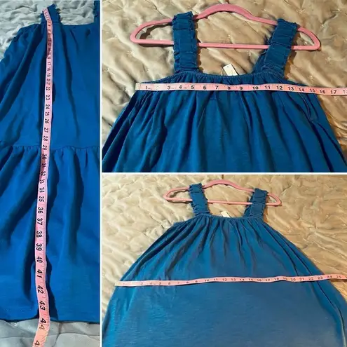 Lilla P Gathered Strap Peplum Midi Dress Cotton Modal Blend Marlin Blue XS NWT