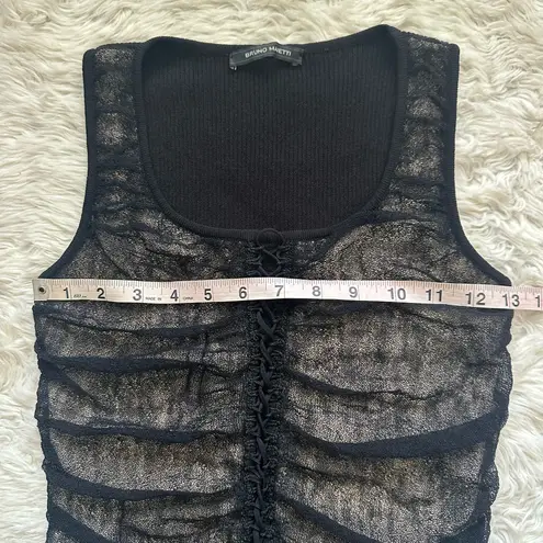 Bruno Manetti Top Sleeveless Tank Ruched Lace Up Front Black IT 44 Sz M Size M