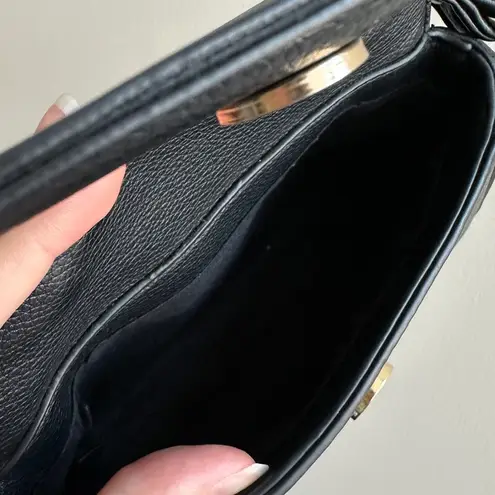 Small Black Top Handle Crossbody Faux Pebble Leather Snap Closure Bag