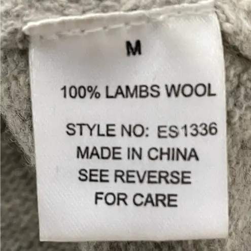 M Rena 100% lambswool gray crochet detailing V