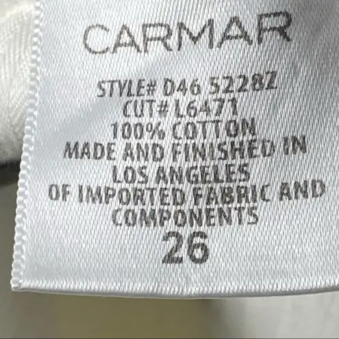 CARMAR Titania White Wash Side Zipper Frayed Hem High Waist Button Fly Size 26