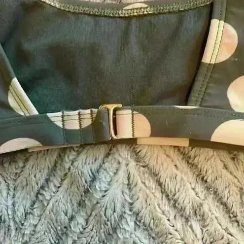 Xhilaration Scoop Neck Bikini Top Green and White‎ Polka Dots size small