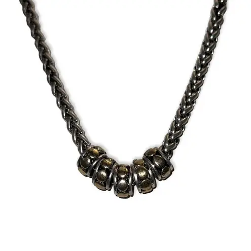 Chico's Vintage  Silver Tone Chain w/Silver & Gold Tone Decorative Slide Beads