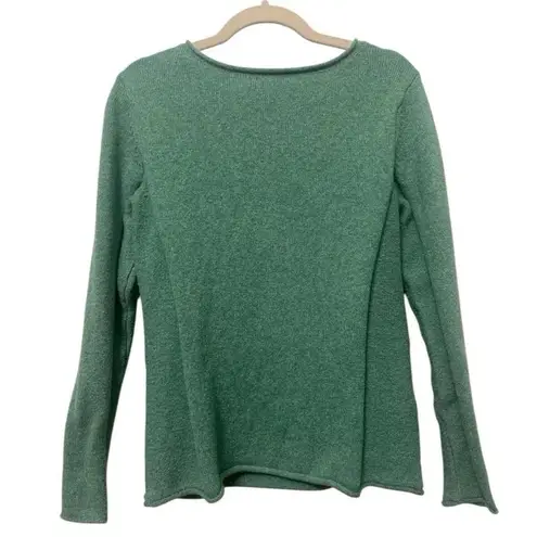 Sundance long sleeve fitted Henley sweater top scoop neck size petite medium PM Green