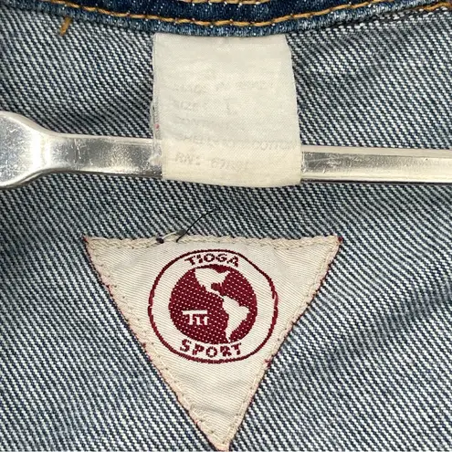Vintage Tioga Sport Denim Jean Jacket South America Travel Unisex Large Blue