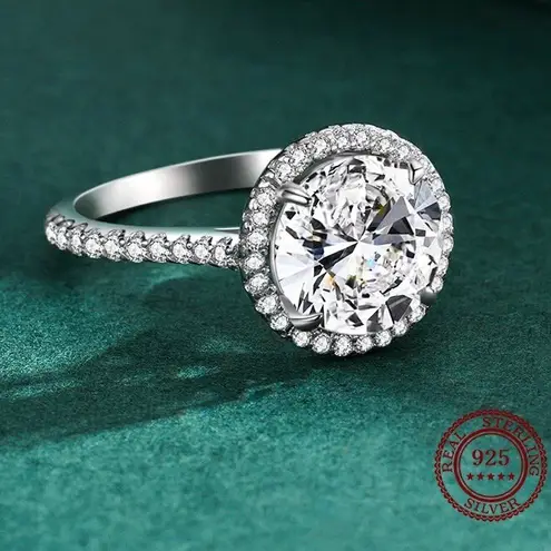 Sterling Silver SIZE 8 925 Round Sparkling AAAAA CZ Ring