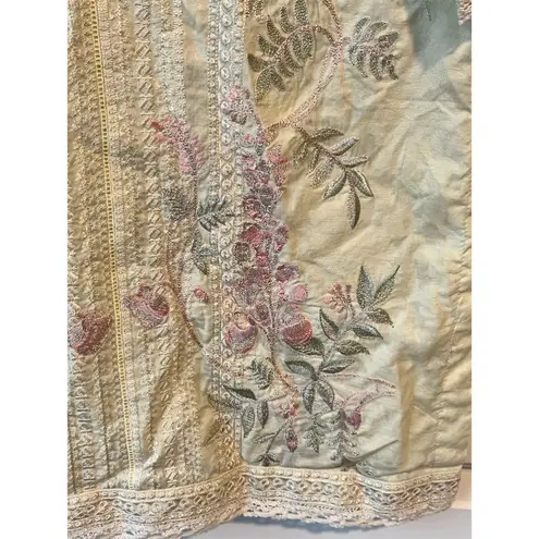 Sapphire Kurta Womens XS Yellow Embroidered Cotton Blouse Long Sleeve Party Wear