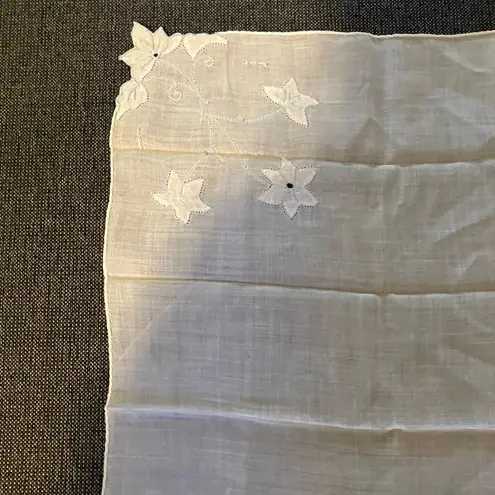 Vintage Blue Floral Linen Handkerchief