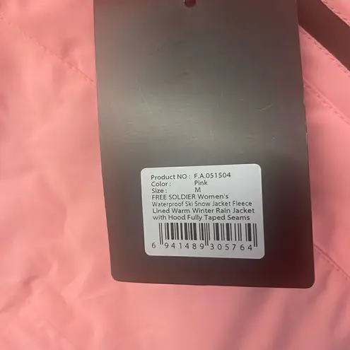 FREE SOLDIER Women’s Waterproof Ski Snow Rain Jacket Medium Pink Fleece New Pink