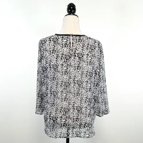 United Colors Of Benetton United Colors Benetton Animal Print Sheer Hi Lo Blouse 3/4 Sleeves Medium