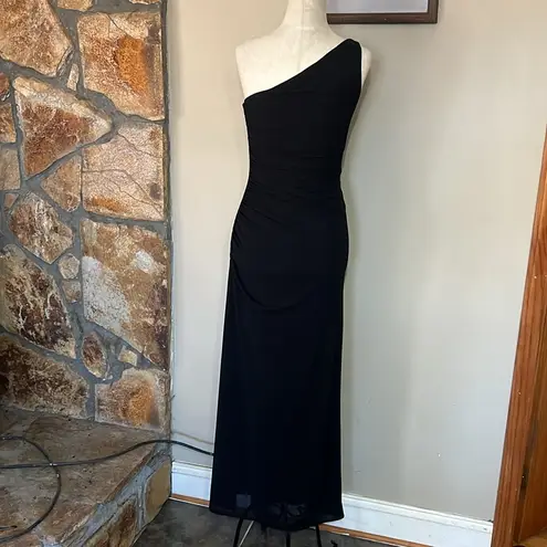 Vintage Lillie Rubin One Shoulder Gown with Ruched Side and Beading Detail Black Size 2