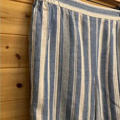 Maeve By Anthropologie Size 10 Linen Blend Vertical Striped Straight Leg Pants