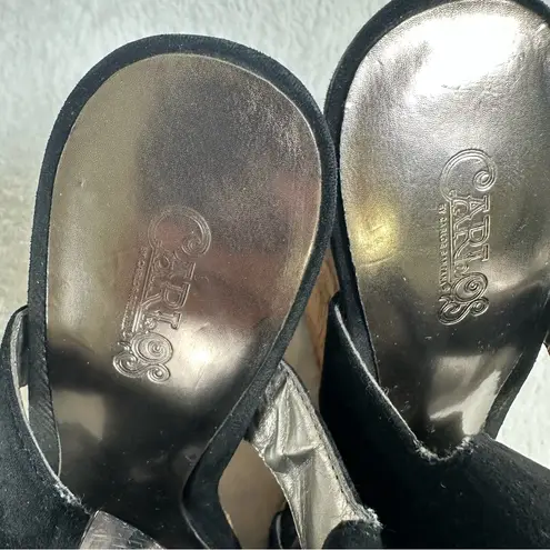 Carlos by Carlos Santana Black Suede Wedges with Cork Platform Size 9