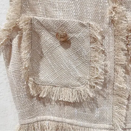 J.ING Jing Beige Sweetheart Neck Sleeveless Tweed Mini Dress Size Small NWT Tan