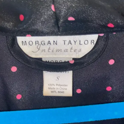Morgan Taylor Black Long Sleeve Robe with pink Dots tie waist
