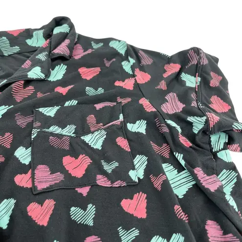 MeUndies UltraModal Short Sleeve PJ Set in Drawn to Me Hearts Size XL Valentines Pink