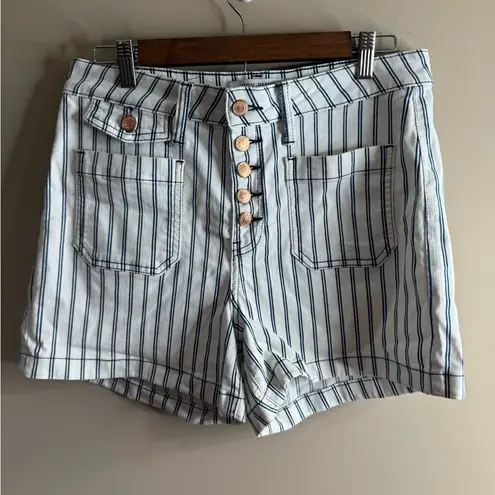 Judy Blue Navy and White Striped High Waist Shorts size large