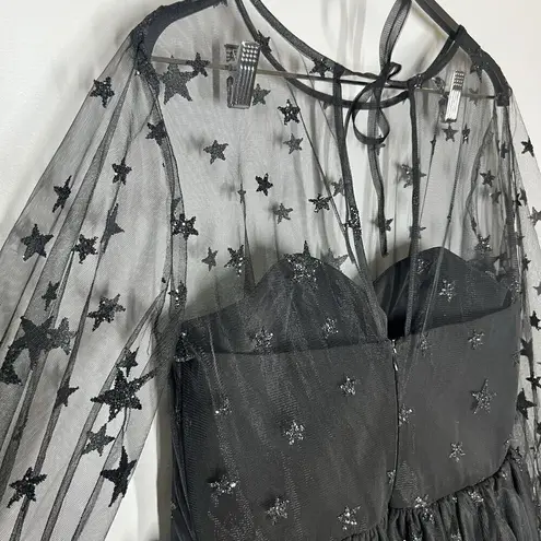 Lirika Matoshi Sz XL Teuta Tulle Dress Star Embellished in Black