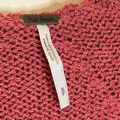 Free People ‎ Women's Shadow Stripe Mesh Hoodie Tunic in Washed Red Size Small