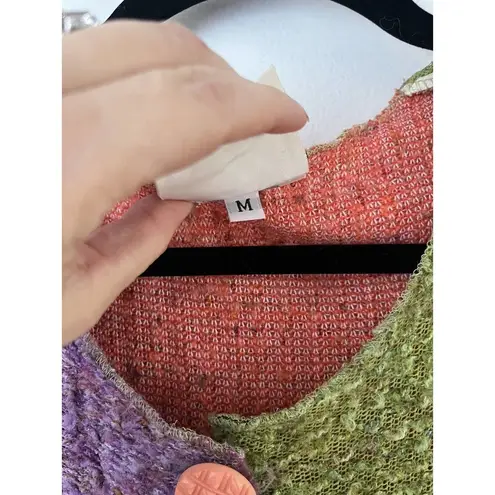 Jackie Loves John Funky VTG Colorblock Wool Blend Cardigan Sweater Size Medium Pink