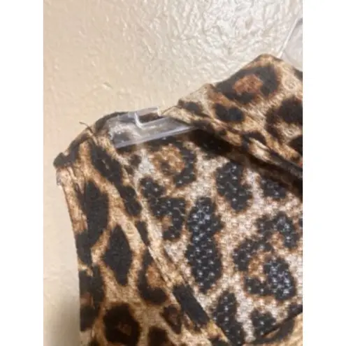 Fantastic Fawn Leopard Print Sleeveless Mock Neck Top Animal Print Tank Blouse Size Medium