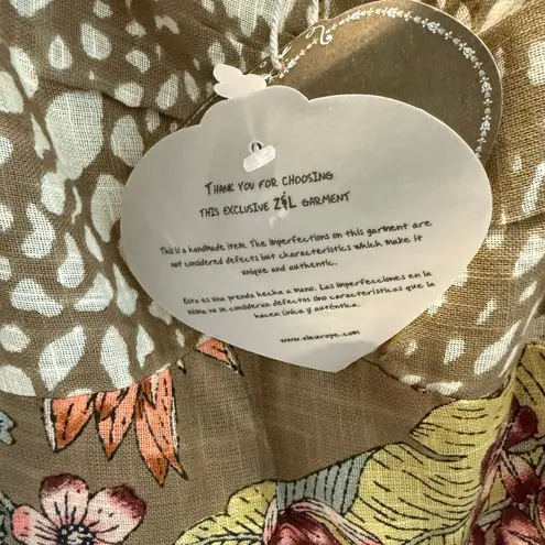 Z&L Europe Boho Cottage Fall Thanksgiving Floral Cotton Dress Tan Medium Large