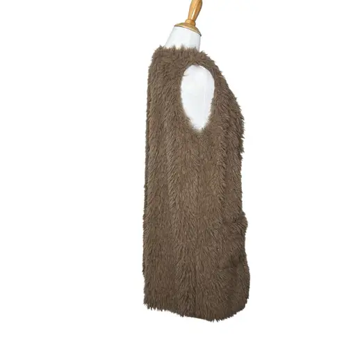 Jodifl Vegan Polyester Fuzzy Lined Vest Super Soft Hippie Size Medium Womens Brown