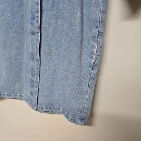 Kenzo Paris Womens Mid Length Denim Jacket Pockets Button Up Sz 34 US 2 Blue