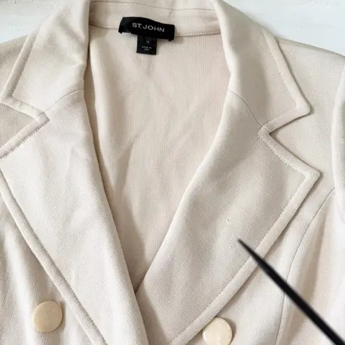 St. John Vintage Cream Double Breasted Blazer Jacket Size 10