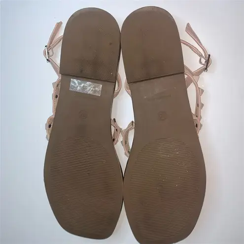 Sincerely Jules Women's Strappy Studded Sandals Beige Size 8.5 Summer Casual Tan