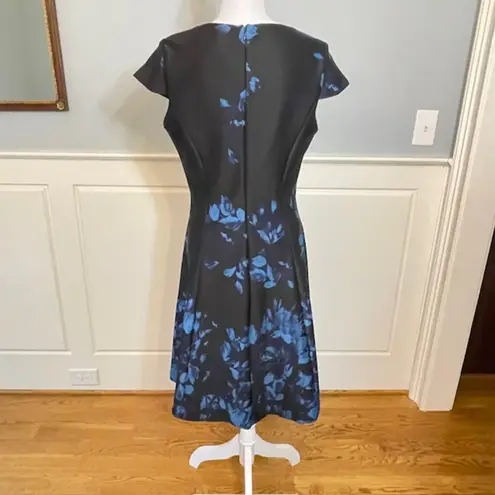 Julia Jordan Blue Floral Fit & Flare Professional Career Dress 12