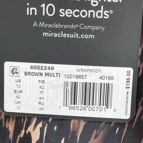 MiracleSuit Wrapsody One Piece Swimsuit Size 10 Brown Multi NEW Tummy Control