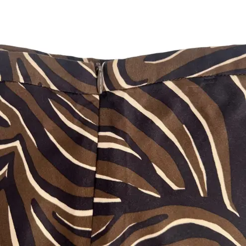 J. McLaughlin  Zambria Bias Louisa May Midi Skirt Brown Black Animal Print Size 4