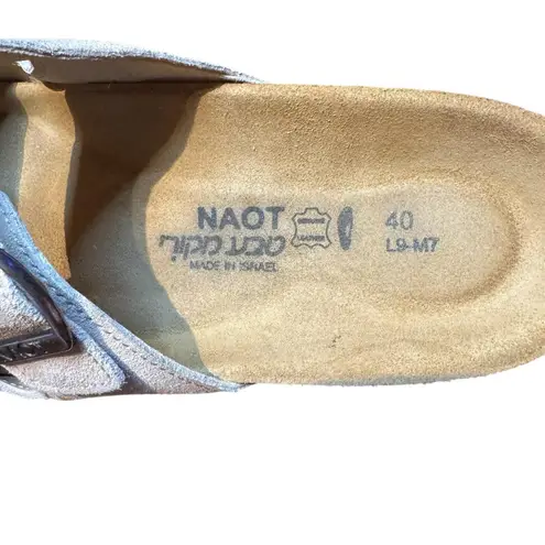 Naot Sandals Women Size 9 Womens 7 EU 40 Gray Suede Santa Barbara Two Strap Cork