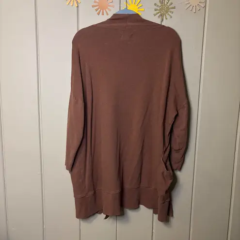 Pact Organic Cotton Cardigan Sweater Rust Brown XS Open Front Pockets - Image 2
