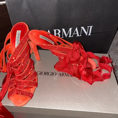 Giorgio Armani red Armani crystal sandals