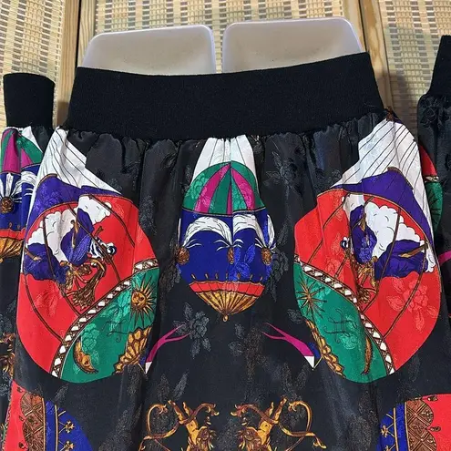 Linda Collection Late 80s Early 90s Black Scarf Print Windbreaker Jacket Large