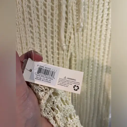 Odiva NWT Crochet Pullover Swimwear Cover Up Pants Size Large in Crème Color