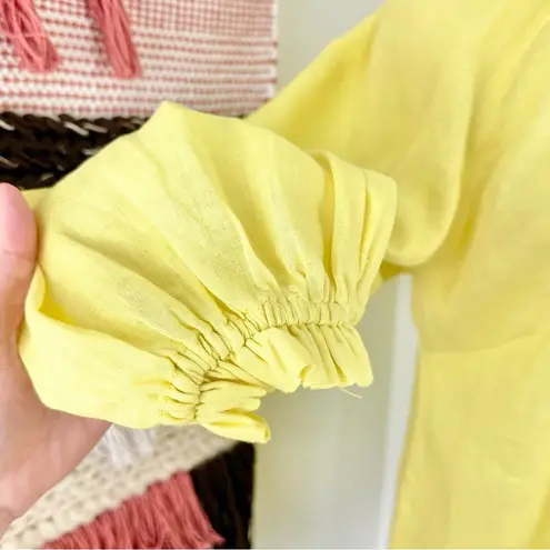 Maeve Anthropologie Audie 100% Linen Balloon Sleeves Blouse Yellow Sz S NWT