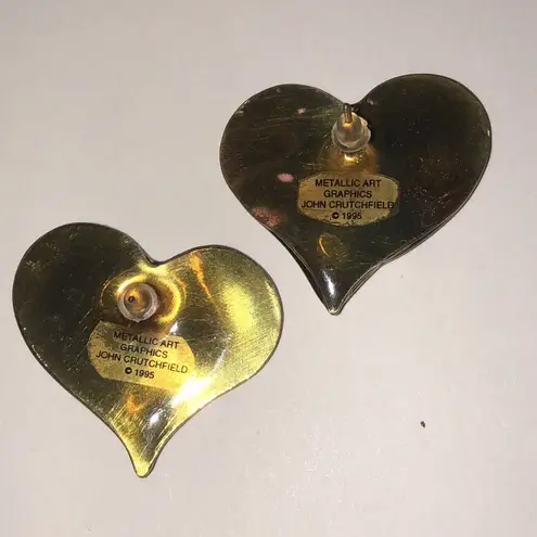 Metallic Art Graphics John Crutchfield 1995 Heart Queen of Hearts Earrings Red