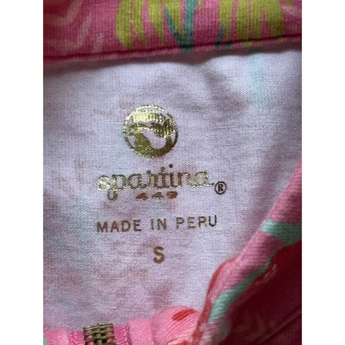 Spartina 449 Keira Queenie Topiary Pink Sleeveless Racer Back 1/4 Zip Top Small