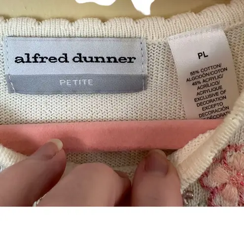 Alfred Dunner Vintage 1980's Floral Embroidered Sweater Size PL