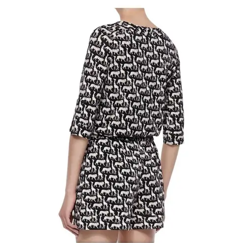 Diane Von Furstenberg Diane Von Furstenburg Opal Jungle Animal Print Silk Button Front‎ Romper Size 6 - Image 2