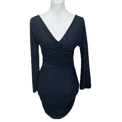 Ciao Lucia Bari Ruched Mini Dress Women’s Size XS Black Long Sleeve Nylon