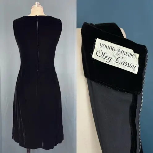 Oleg Cassini Vintage 60s Velvet Silk Taffeta Bow Front Dress
