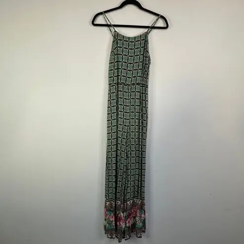 Farm Rio Green Floral Print Honolulu Wide Leg Pant Jumpsuit XS Anthropologie