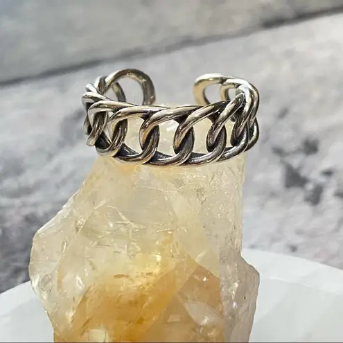 Sterling Silver Adjustable Chain Link Ring Silver